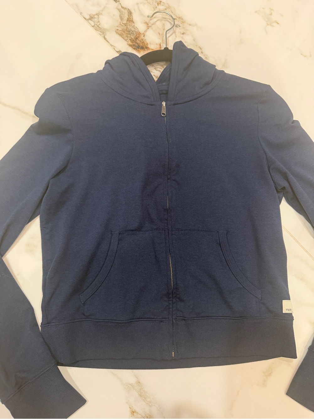 Vuori Navy (Blue Coast Heather) Halo Mini Full-Zip Hoodie - Medium